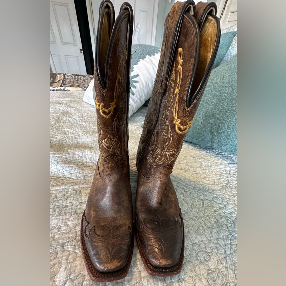 Tony Lama Vaquero Western Cowboy Boots Leather Embroidered Women’s Size 6.5 - Picture 3 of 16